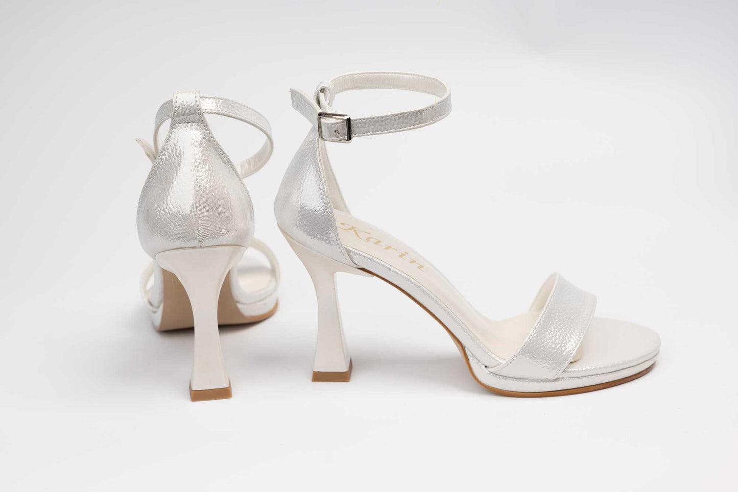Sandale mireasa piele ecologica KARIN 501 Alb croco ( sidefat)