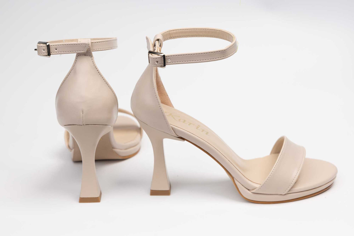 Elegant women's sandals made of eco-leather KARIN 501 Box cream