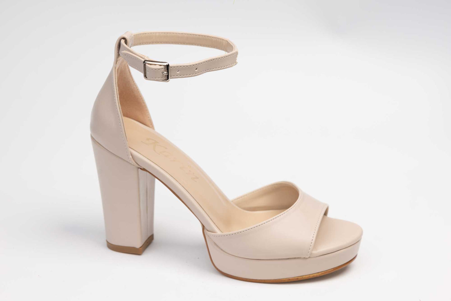 Elegant women's sandals made of eco-leather KARIN 6295 Box cream