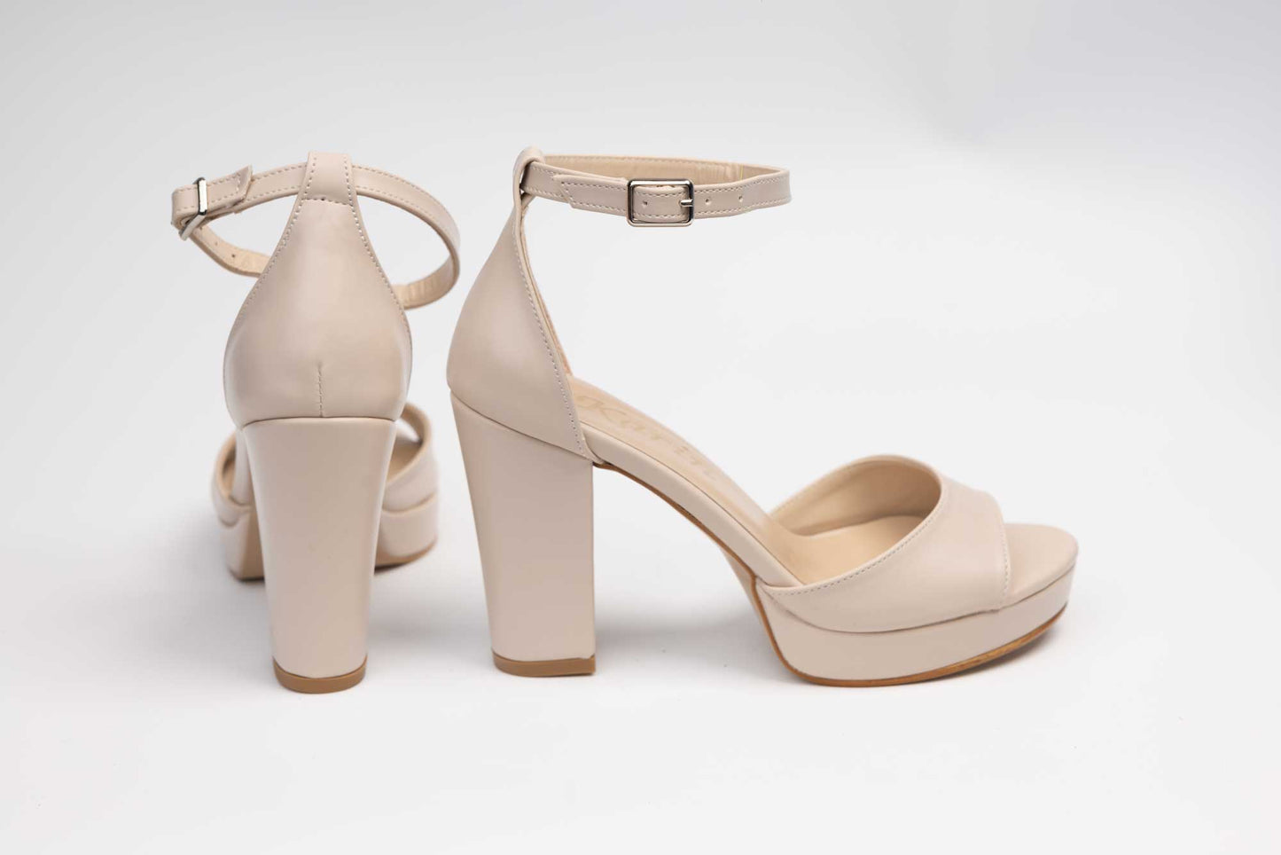 Elegant women's sandals made of eco-leather KARIN 6295 Box cream