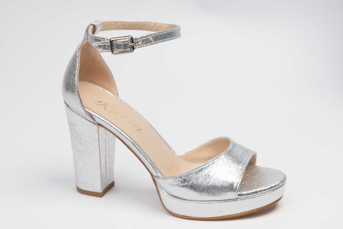 Elegant women's sandals made of eco-leather KARIN 6295 Silver sym 