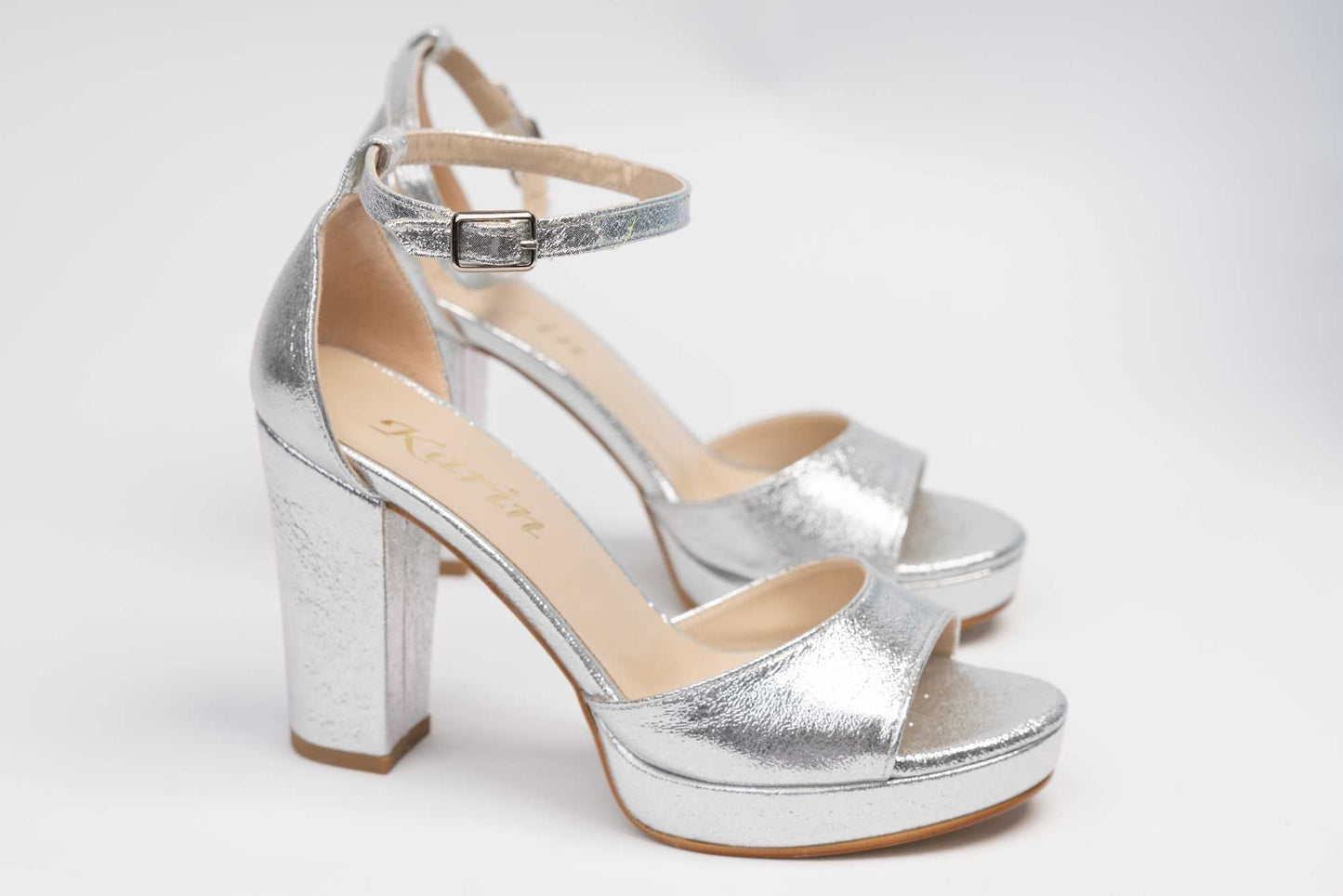 Elegant women's sandals made of eco-leather KARIN 6295 Silver sym 