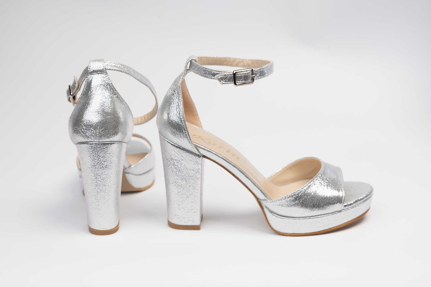 Elegant women's sandals made of eco-leather KARIN 6295 Silver sym 