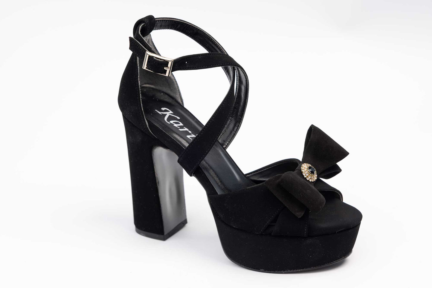 Elegant women's sandals made of eco-leather KARIN 7230 XN velour accessory