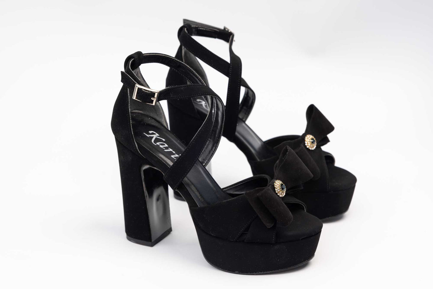 Elegant women's sandals made of eco-leather KARIN 7230 XN velour accessory