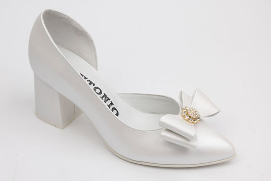 Pantofi dama decupati din piele naturala ANTONIO 4462 Alb accesoriu 1