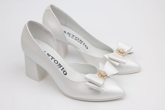 Pantofi dama decupati din piele naturala ANTONIO 4462 Alb accesoriu 1