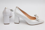 Pantofi mireasa piele naturala SALA 20312 alb accesoriu F