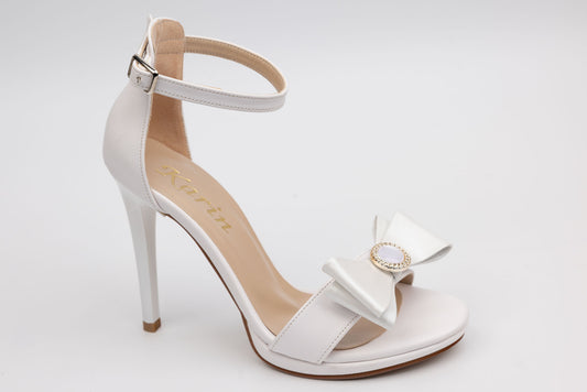 Sandale mireasa piele ecologica KARIN 6300 Alb accesoriu F