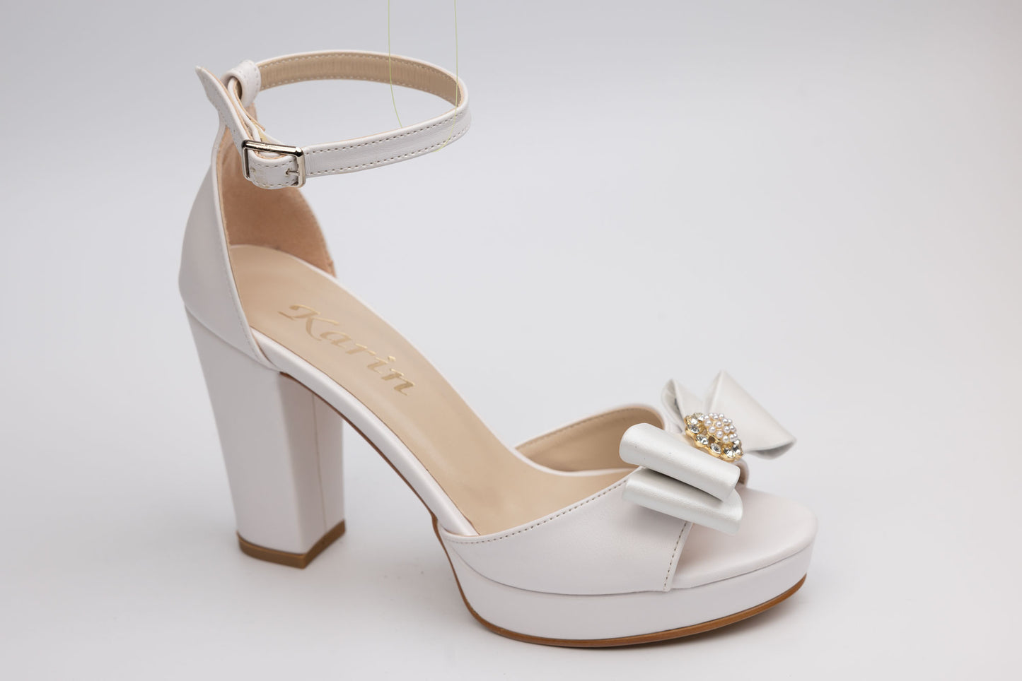 Sandale mireasa piele ecologica KARIN 6295 Alb box accesoriu F