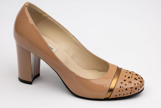 Pantofi dama piele naturală SAVANA 168-2 n lac nude