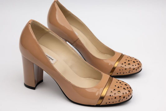 Pantofi dama piele naturală SAVANA 168-2 n lac nude