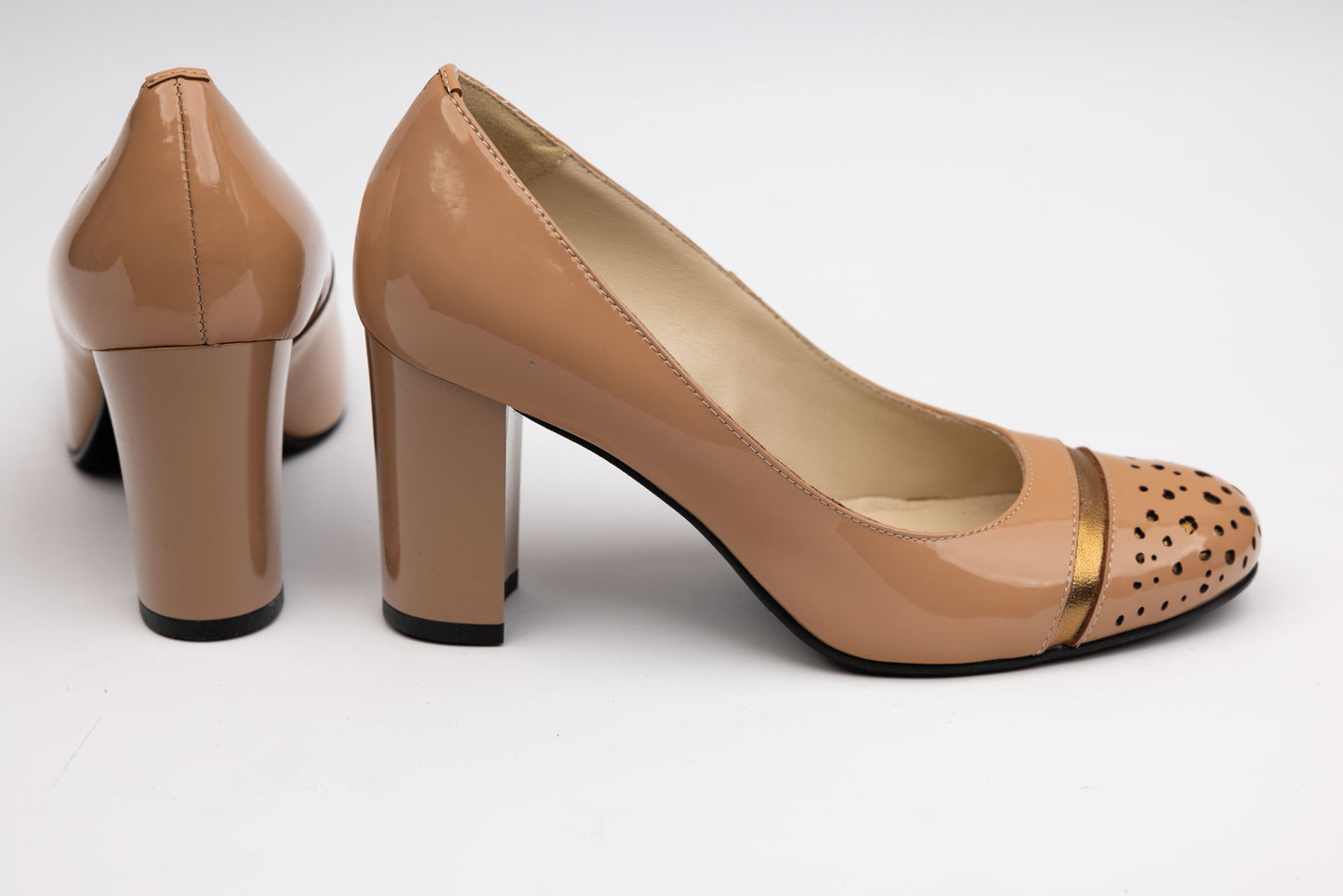 Pantofi dama piele naturală SAVANA 168-2 n lac nude