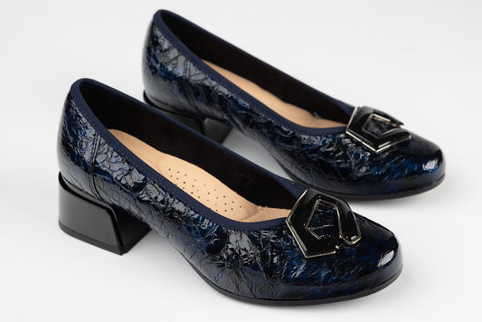 Pantofi dama piele naturală PULSO 1516 Blue croco XXL