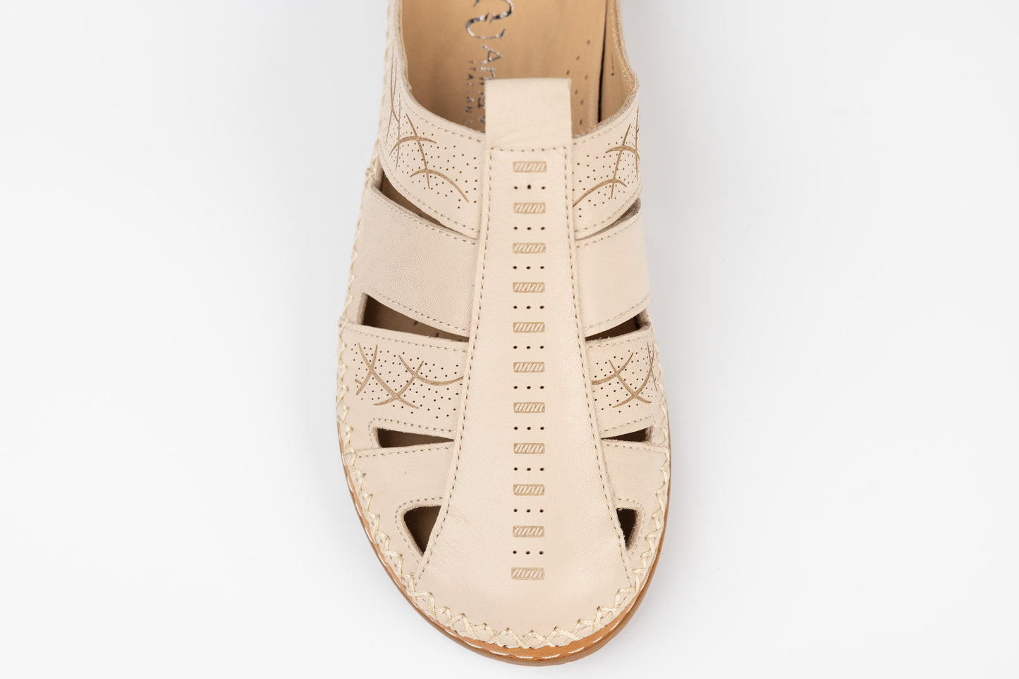 Women's genuine leather clogs ANNA VIOTI 04187 Beige