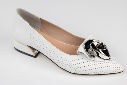 Pantofi dama piele naturală LSD 1330 Alb perforat
