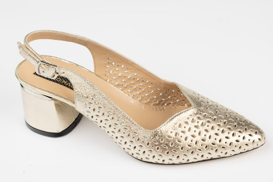 Pantofi dama piele naturală LSD 1596 Auriu
