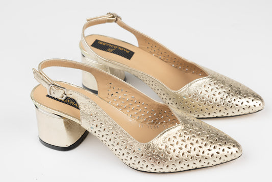 Pantofi dama piele naturală LSD 1596 Auriu