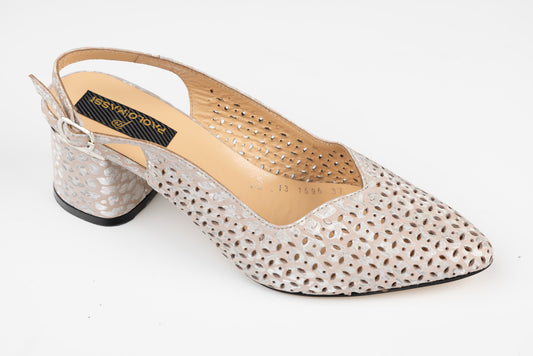 Pantofi dama piele naturală LSD 1596 Roz arg perforat