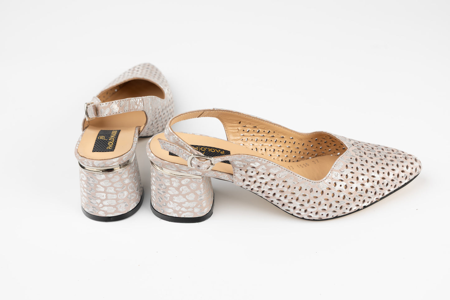 Pantofi dama piele naturală LSD 1596 Roz arg perforat