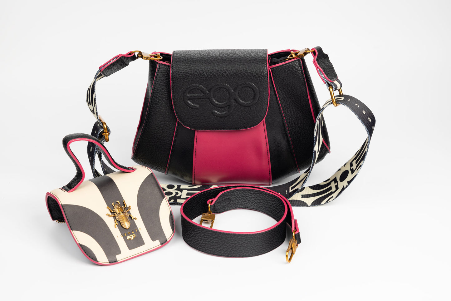 Women's bag, eco-leather, EGO 0001 N, cyclamen beige