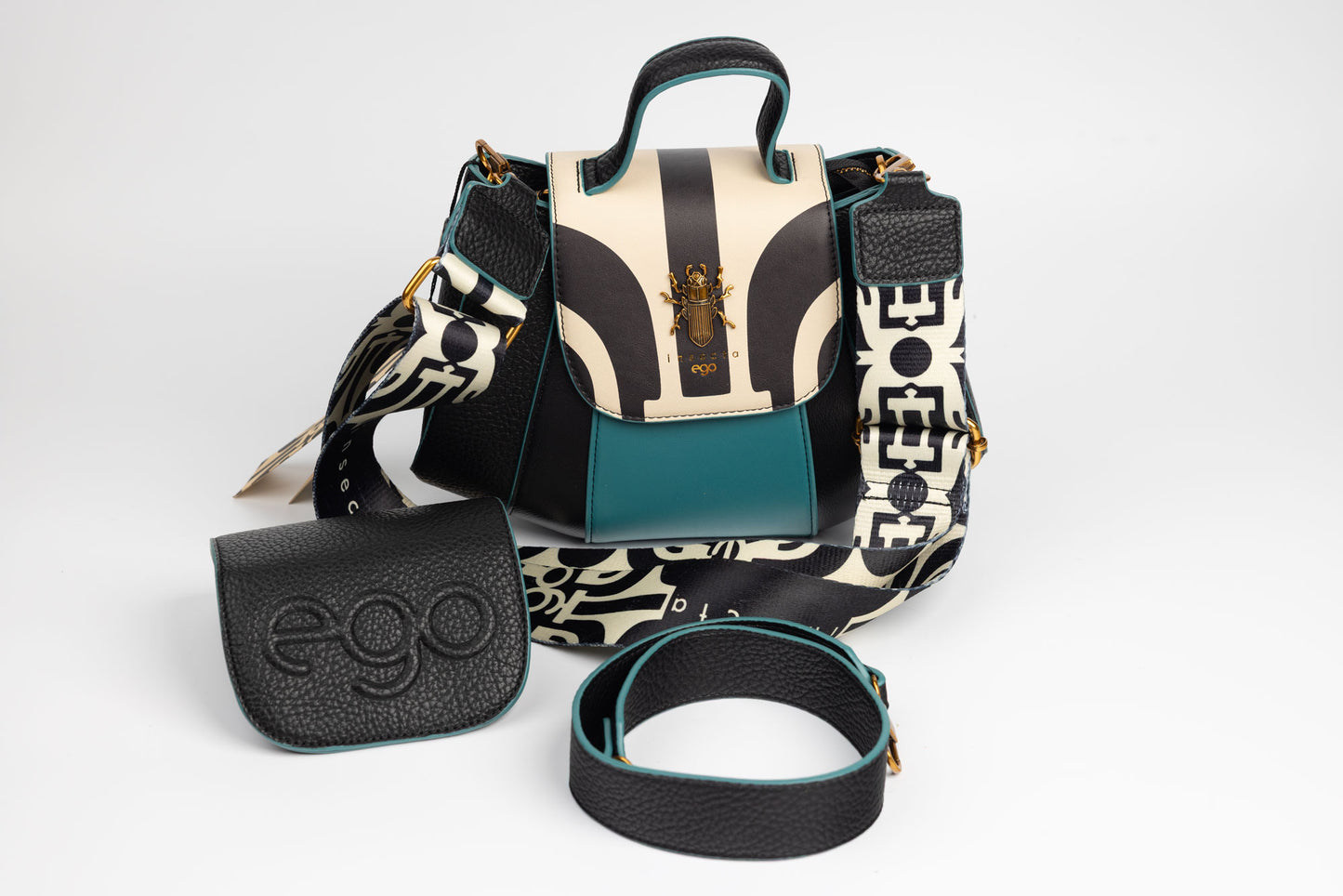 Women's bag made of eco-leather EGO 0001 N Beige turquoise