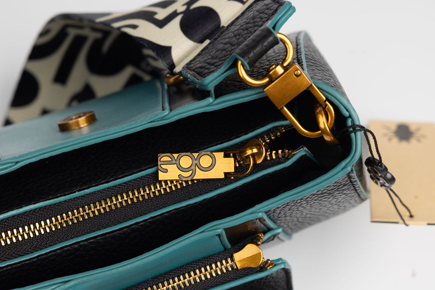 Women's bag made of eco-leather EGO 0001 N Beige turquoise