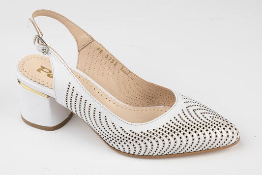 Pantofi dama decupați piele naturală PERLA 3733 Alb