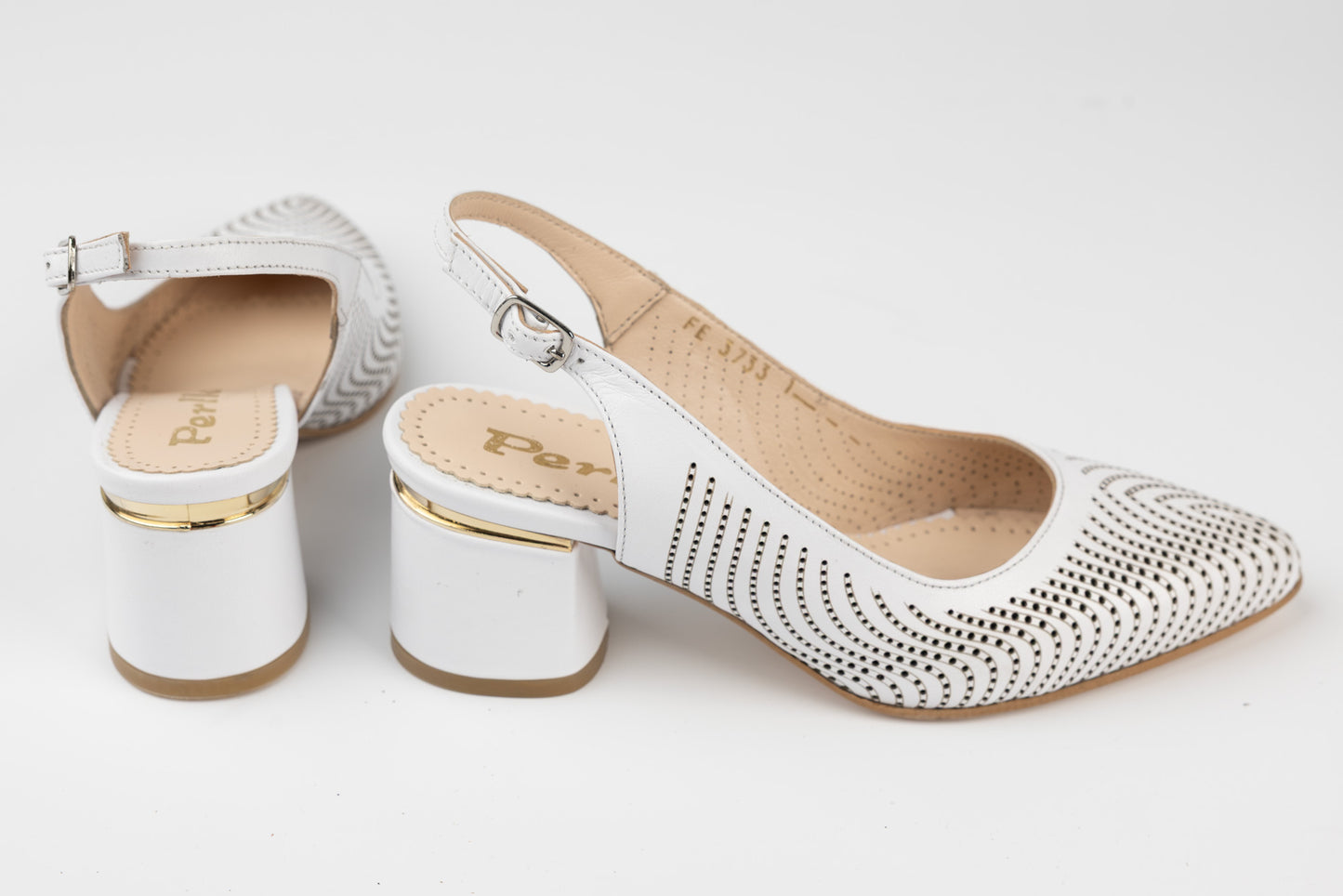 Pantofi dama decupați piele naturală PERLA 3733 Alb