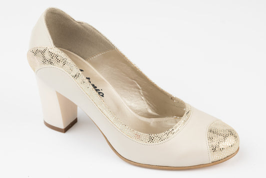 Pantofi dama piele naturală ANTONIO 736 Bej auriu