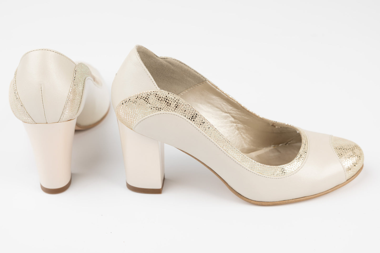 Pantofi dama piele naturală ANTONIO 736 Bej auriu