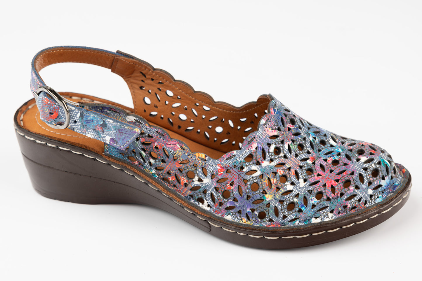 Women's genuine leather cut-out shoes LSD 6120 Blue