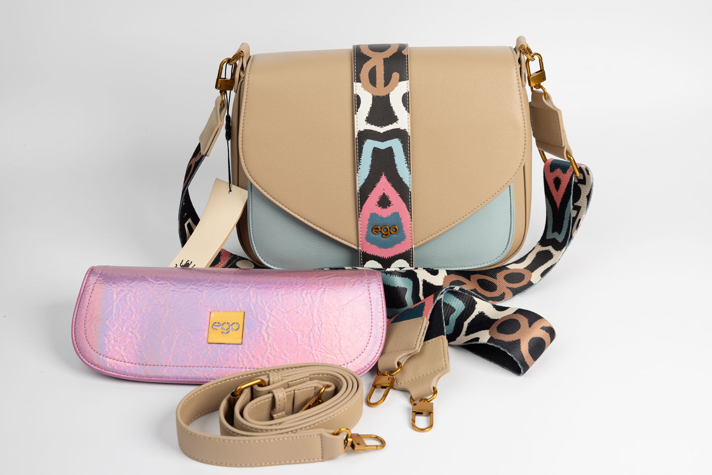 Women's bag, eco-leather, EGO 0028, beige blue