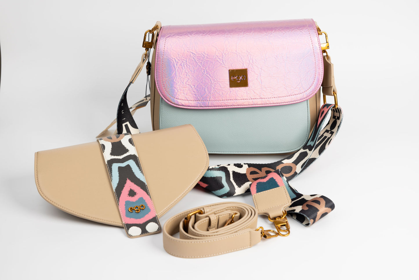 Women's bag, eco-leather, EGO 0028, beige blue