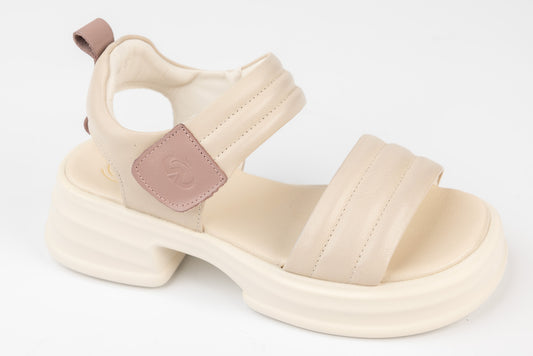 Sandale dama piele naturală casual 1286 Crem