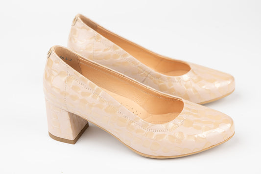 Pantofi dama piele naturală PULSO 1162 Bej croco XXL