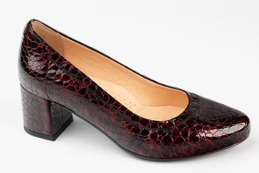 Pantofi dama piele naturală PULSO 1162 Bordo croco mic XXL