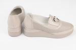 Pantofi dama casual piele naturala BETINA 6500 Vizon perforat