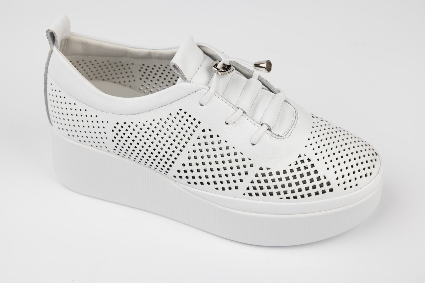 Pantofi dama casual piele naturala BETINA 5683 Alb perforat
