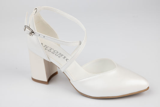 Pantofi dama decupati din piele naturala ANTONIO 35216 Alb