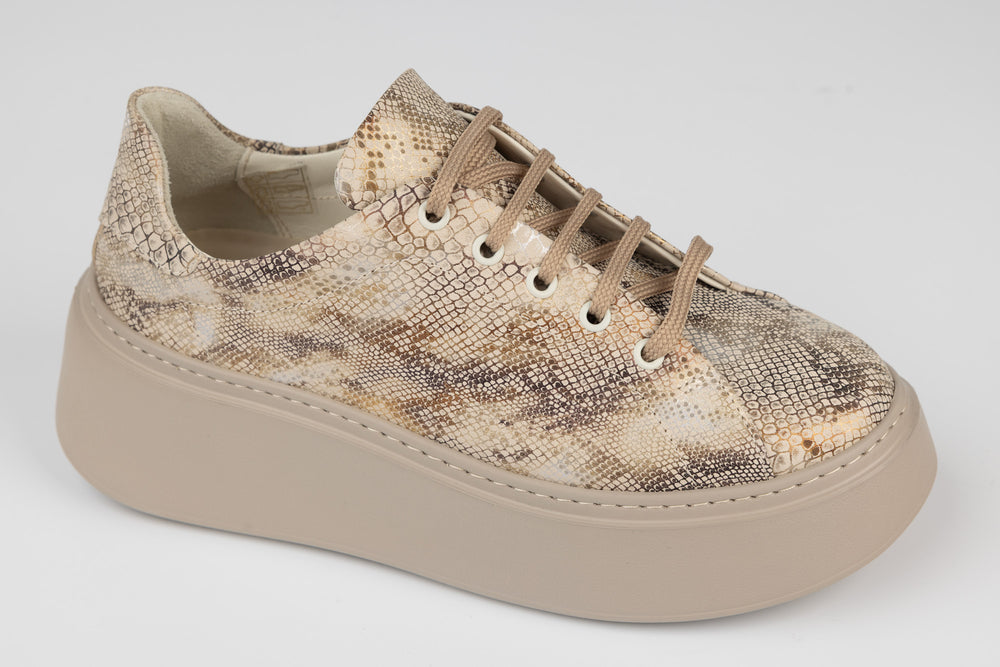 Pantofi damă casual piele naturală PERLA 3253 Sarpe auriu