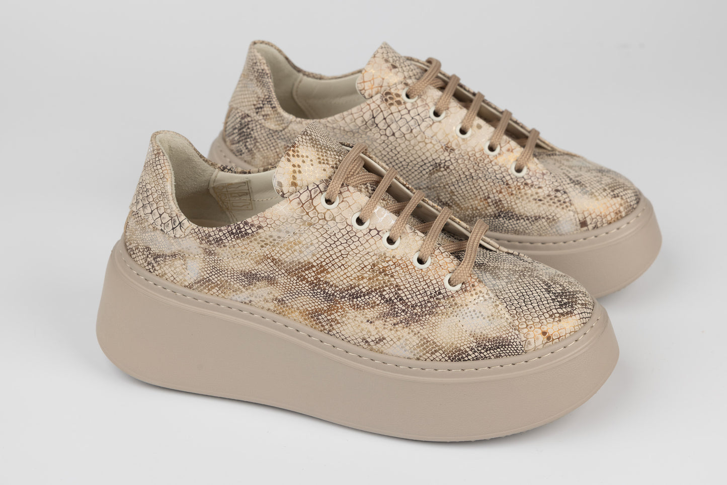 Pantofi damă casual piele naturală PERLA 3253 Sarpe auriu