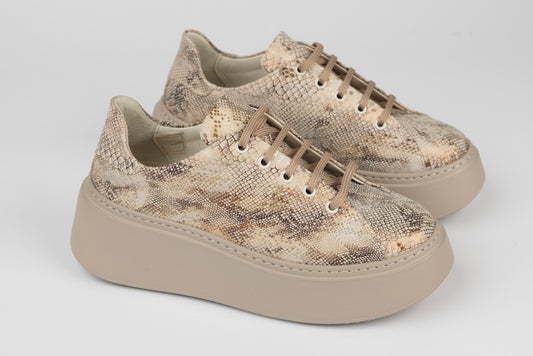 Pantofi damă casual piele naturală PERLA 3253 Sarpe auriu