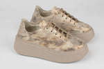 Pantofi damă casual piele naturală PERLA 3253 Sarpe auriu