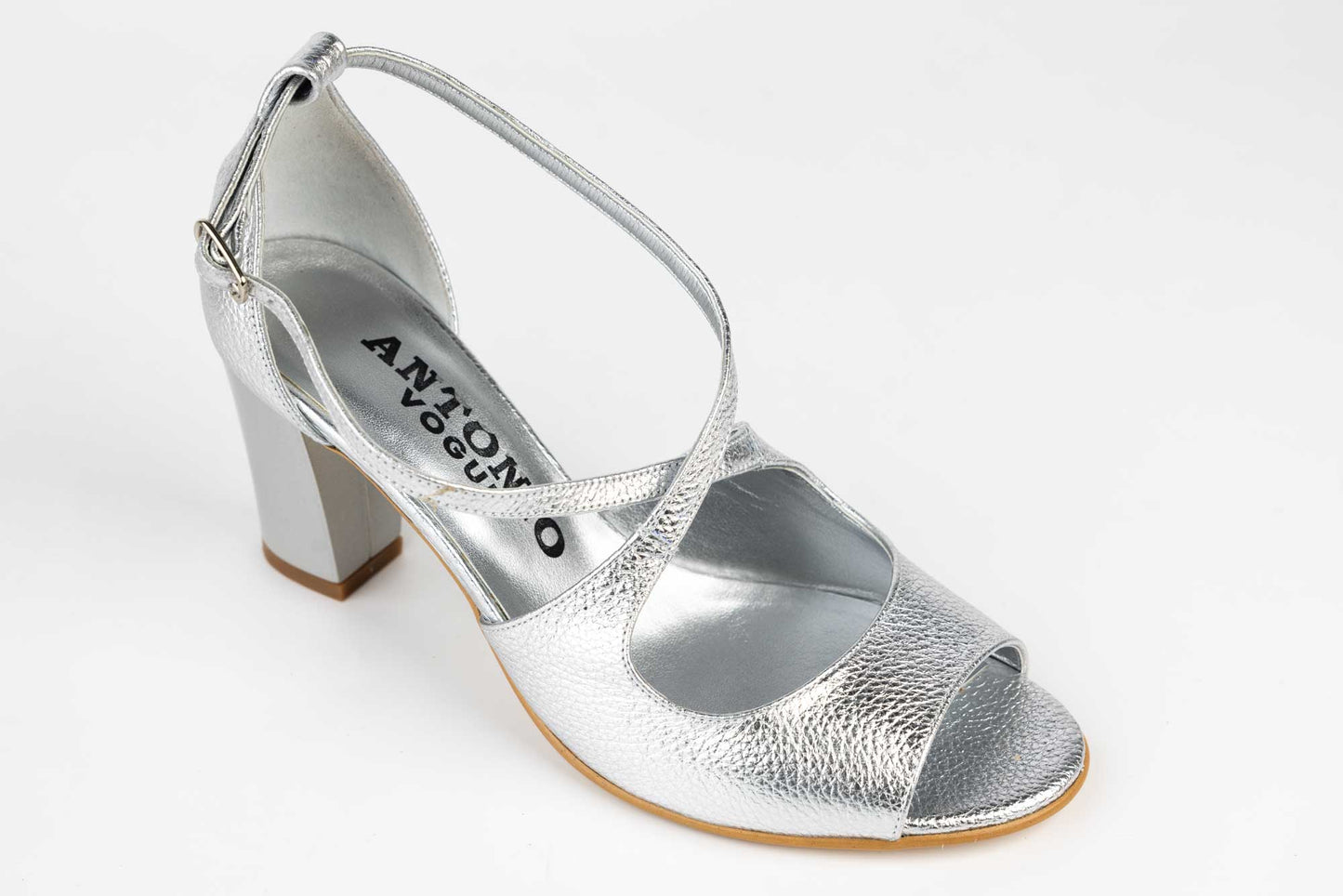 Women's genuine leather sandals ANTONIO 14282 Silver
