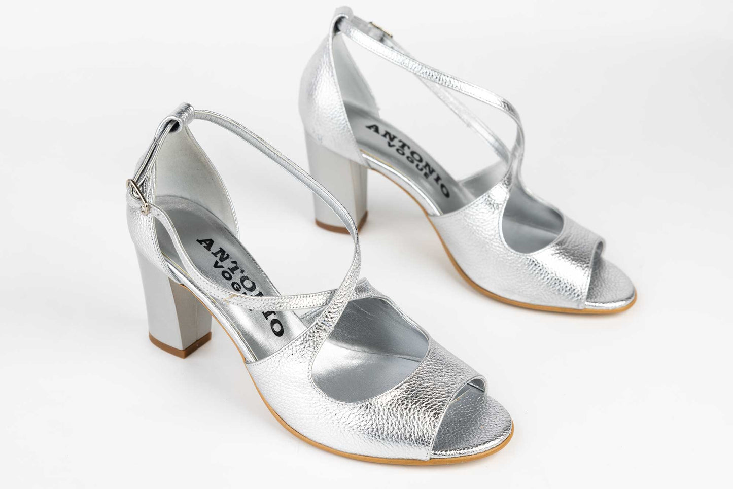 Women's genuine leather sandals ANTONIO 14282 Silver