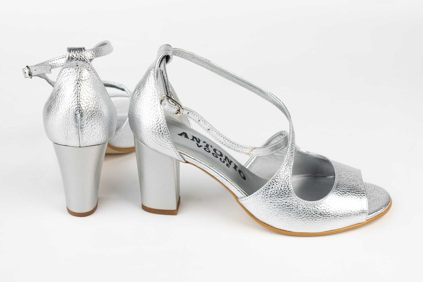Women's genuine leather sandals ANTONIO 14282 Silver