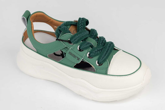 Adidasi dama sport piele naturala FRANCO GERARDO 208 Green decupat