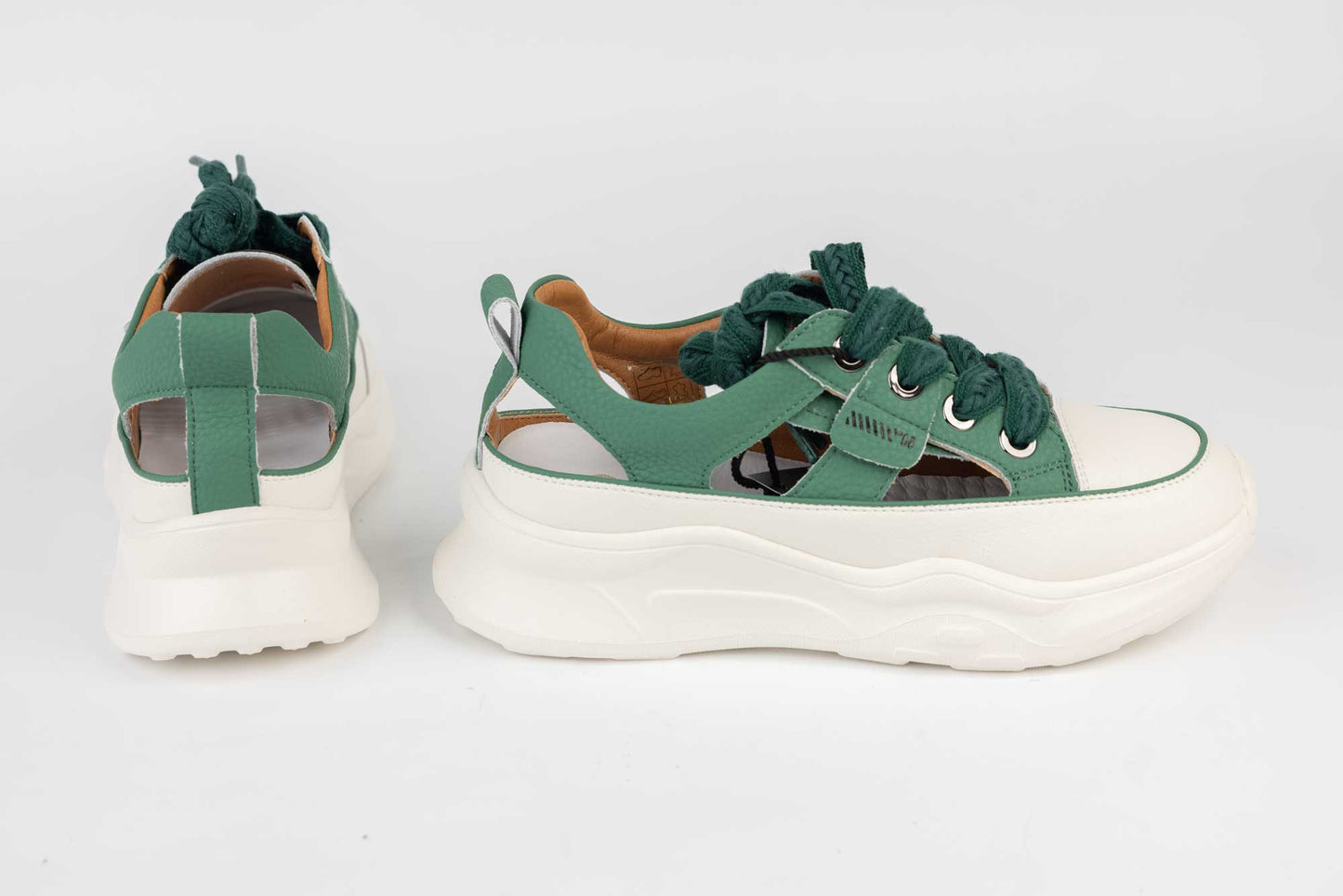 Adidasi dama sport piele naturala FRANCO GERARDO 208 Green decupat