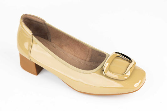 Pantofi dama piele naturala lacuita 3326-1 Apricot lac